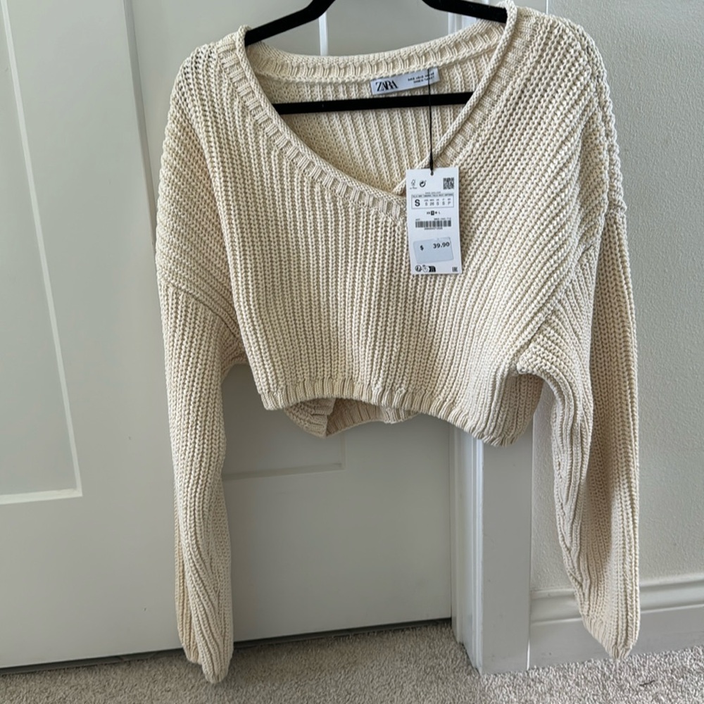 Zara cream cropped sweater